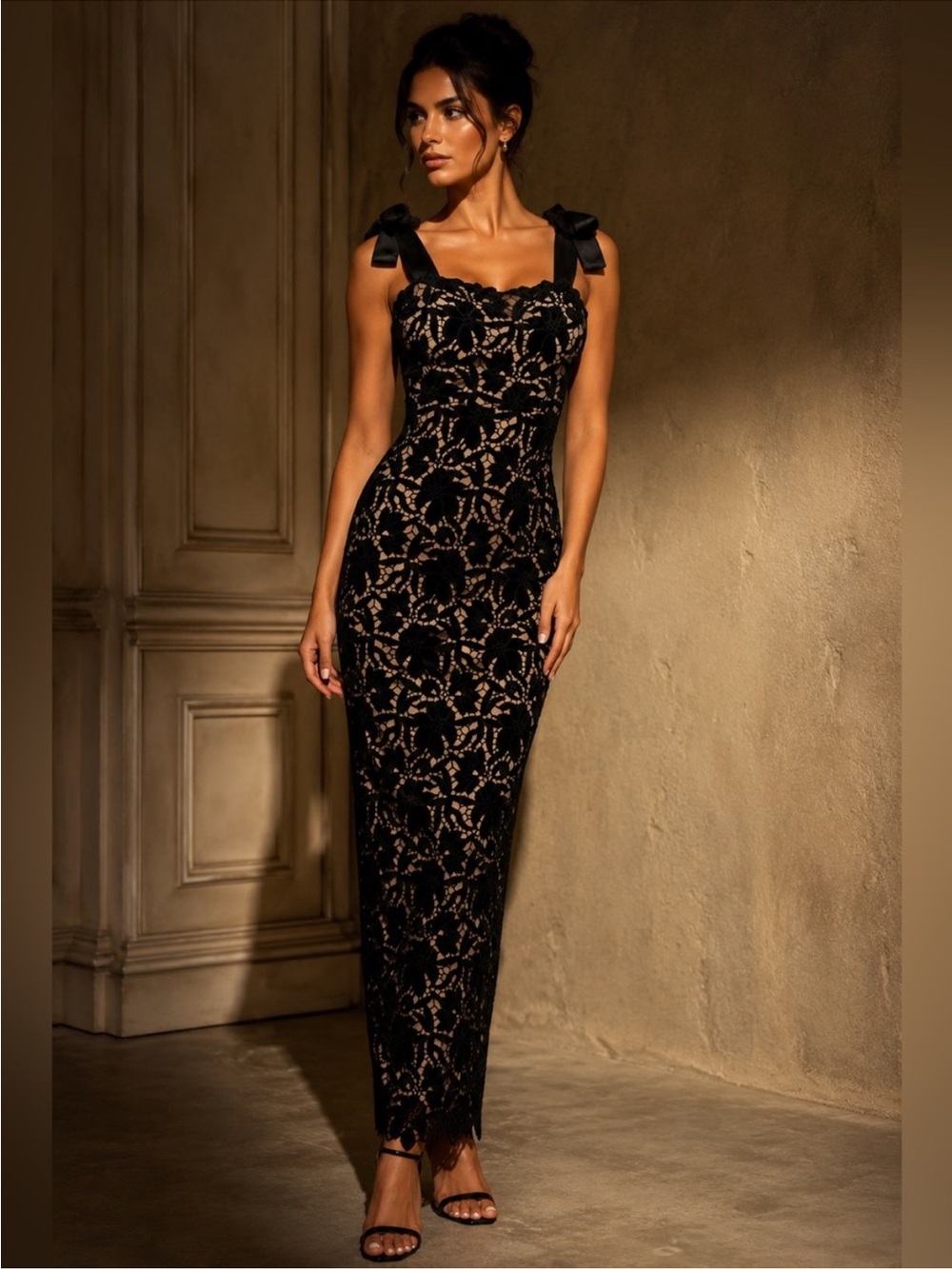 NWT Seni & Cade Floral 
Embroidery Laser Cut Velvet
Long Gown Medium